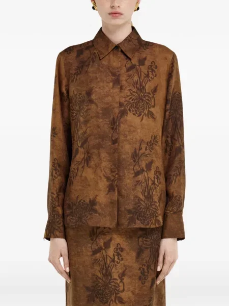 Cămașă Ferragamo de mătase maro