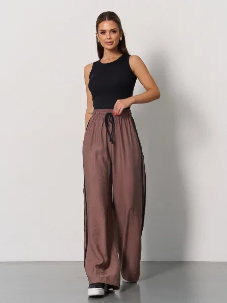 Льняные брюки Issa Plus коричневые