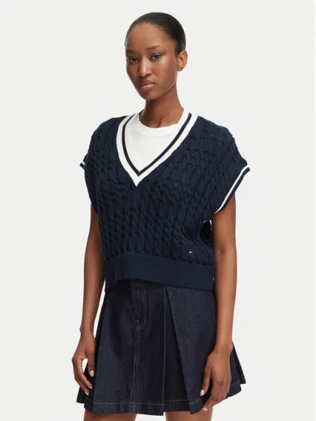 Tommy Jeans pulover bez rukava za žene od pamuka plava