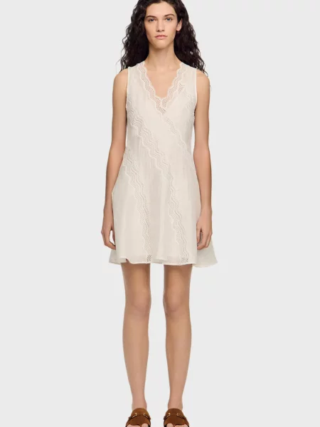 Лляна спідниця Sandro біла