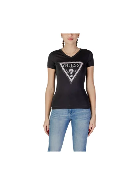 T-shirt z nadrukiem z logo model ‘PYTHON’ Guess czarna