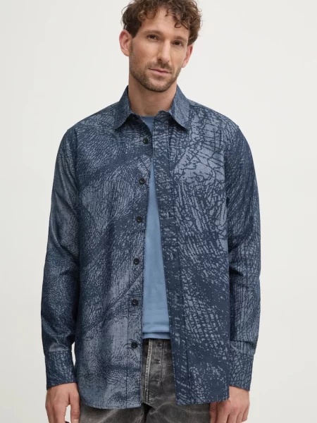 Košile G-Star Raw regular s klasickým límcem modrá