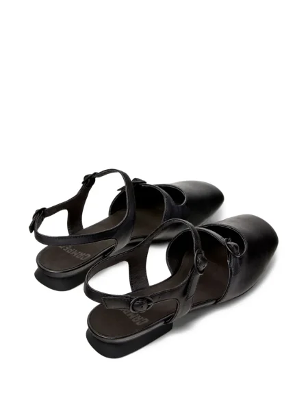 Pantofi cu toc Camper din piele cu cataramă cu bretele negru