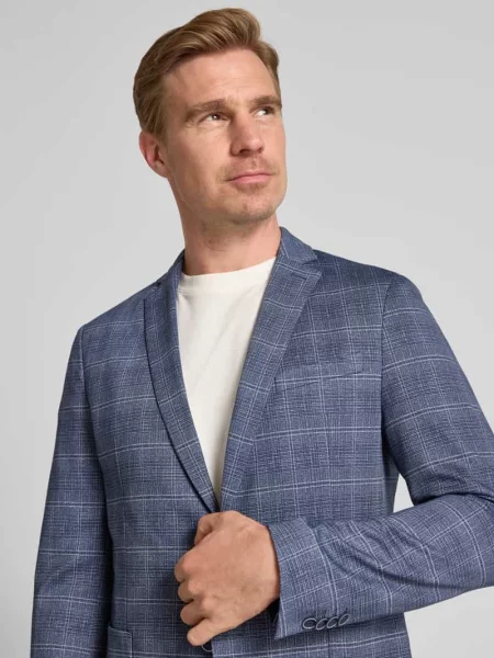 Marynarka garniturowa o kroju slim fit z dodatkiem S.oliver Black Label granatowa