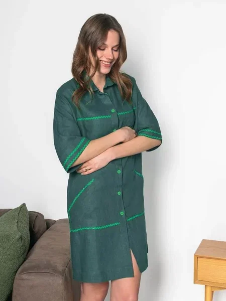 Легкое домашнее платье-рубашка біла