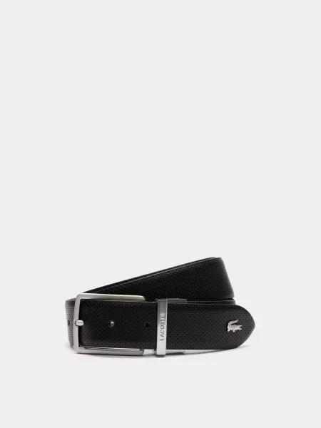 Кожаный ремень Lacoste с ремешками черный