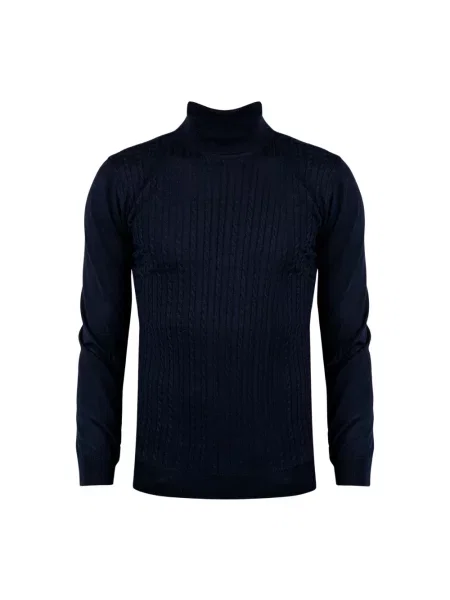 Sweter z golfem Xagon Man wełniany niebieski