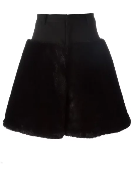 Fustă Noir Kei Ninomiya cu blană negru