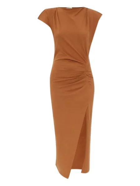 Rochie midi Isabel Marant drapată până la genunchi de costum maro