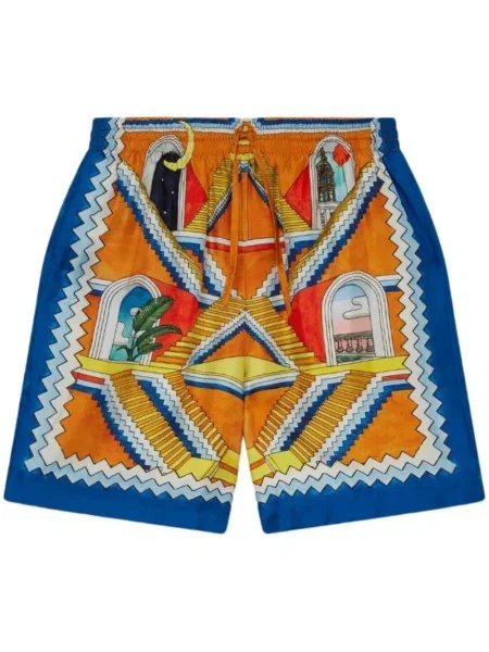 Pantaloni scurți Casablanca de mătase albastru