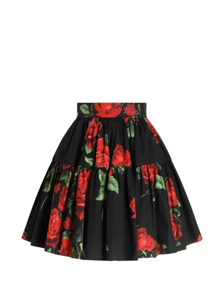 Fustă Dolce & Gabbana cu imagine din poplin negru