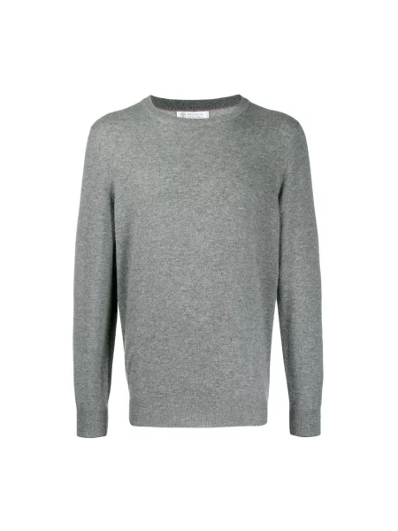 Sweter Brunello Cucinelli z dekoltem w serek szary