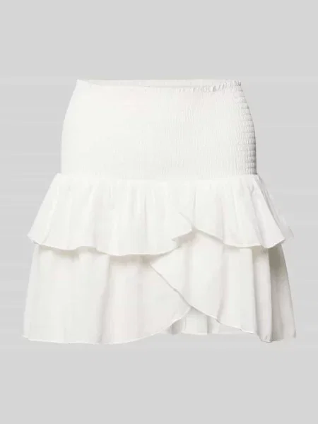 Spódnica mini z dołem obszytym falbaną model Carin' Neo Noir biała