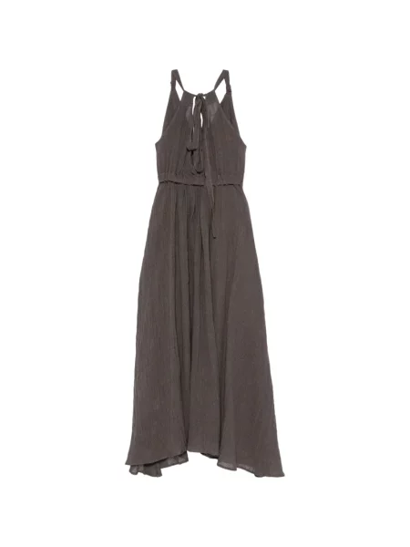 Rochie maxi 120% Lino cu gât halter maro