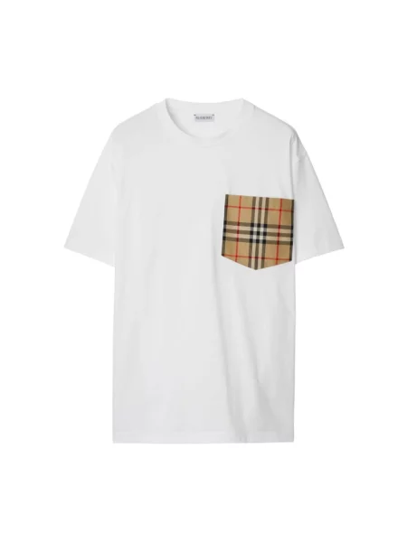 Koszulka Burberry żakardowa w kratkę biała