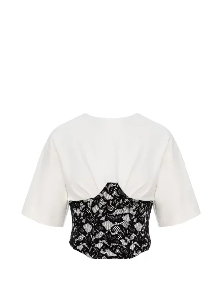 Дантелен топ Hamza с дантела бяло