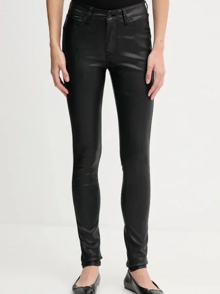 Pantaloni Pepe Jeans cu talie înaltă negru