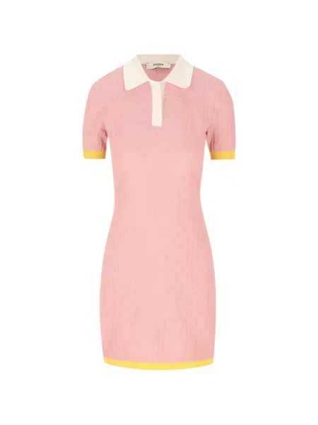 Sukienka midi Fendi do kolan garniturowa z autografem różowa