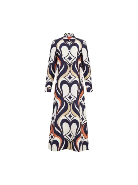 Maksi wielobarwność sukienka koszulowa La Doublej