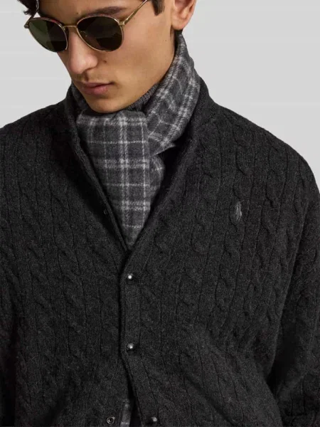 Kardigan rozpinany o kroju relaxed fit z mieszanki wełny i kaszmiru ze ściegiem warkoczowym Polo Ralph Lauren