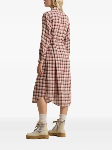 Rochie tip cămașă Woolrich în carouri de flanelă până la genunchi maro