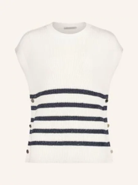 Betty&Co Sweter Bez Rękawów Z Cekinami weiss biały