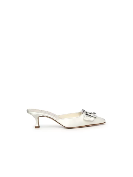 Klapki Manolo Blahnik skórzane szare