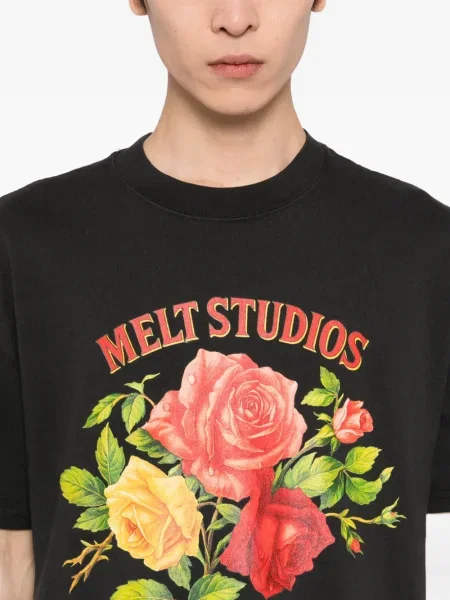 Tricou Melt cu model floral cu imagine negru