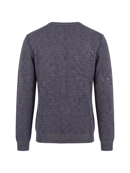 Pulover Drumohr din lână merinos cu model herringbone albastru