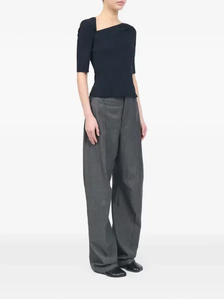 Асиметричен топ Mm6 Maison Margiela от джърси черно