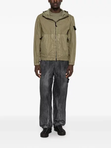 Geacă Stone Island cu glugă cu strasuri verde