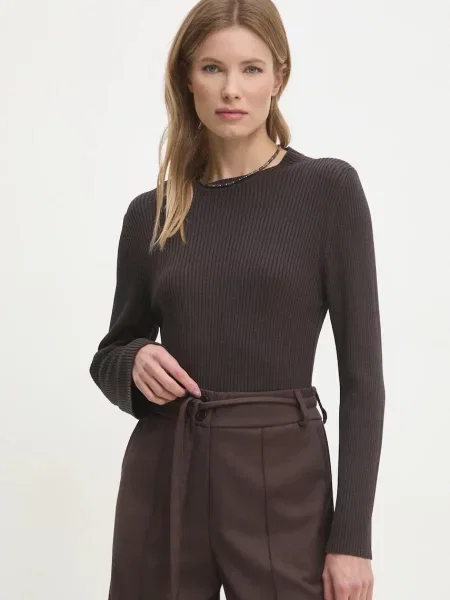 Пуловер Answear Lab дамски от лека материя кафяво