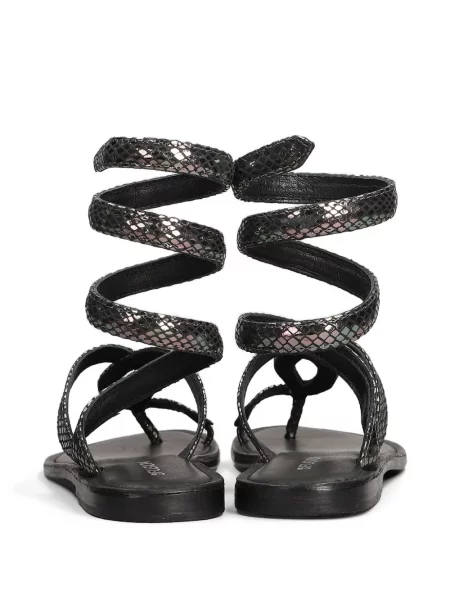 Sandale Fusion cu model piele de șarpe plic negru