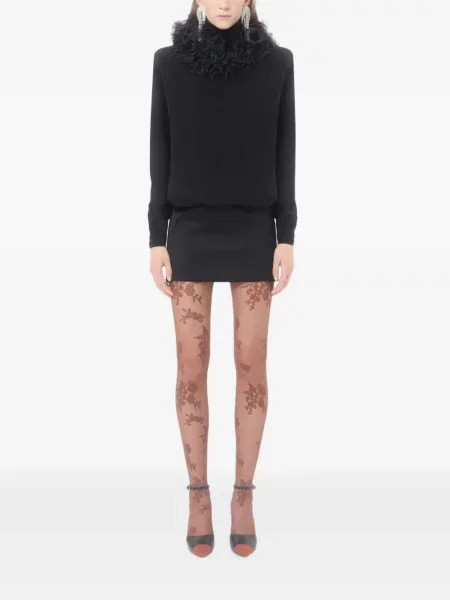 Rochie mini Valentino Garavani de mătase cu pene negru