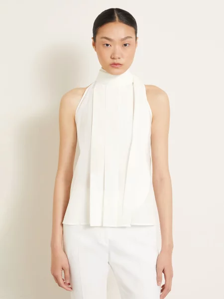Top Max Mara z kokardką biały