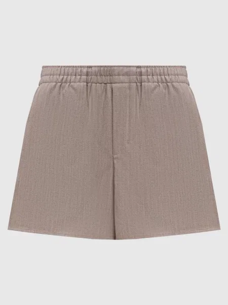Шорти з вовни з патчем логотипа Ami Paris бежеві