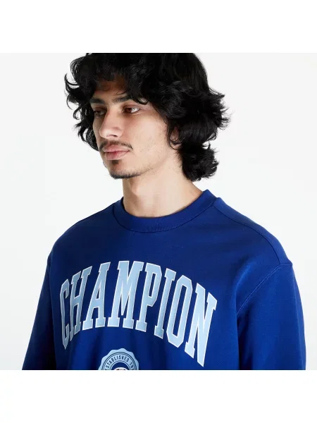 Суичър без качулка Champion с принт синьо