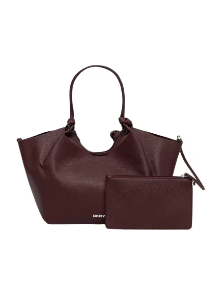 DKNY torebka shopper z imitacji skóry PAULA fioletowa