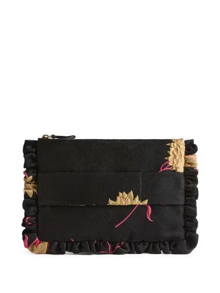 Geantă plic La Doublej cu model floral negru