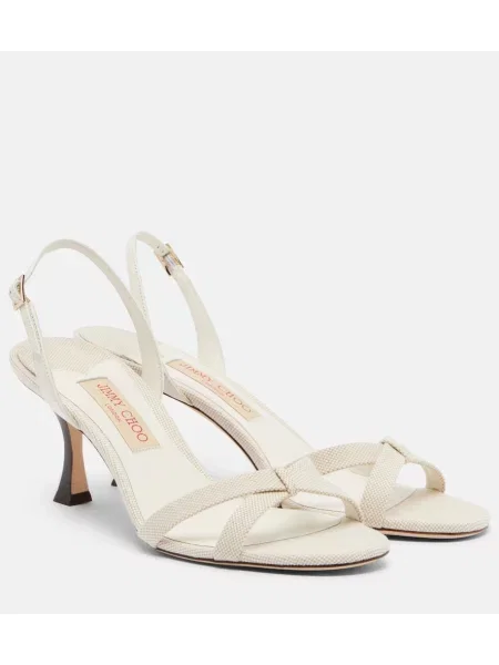 Plátěné sandály Jimmy Choo s otevřenou patou bílé