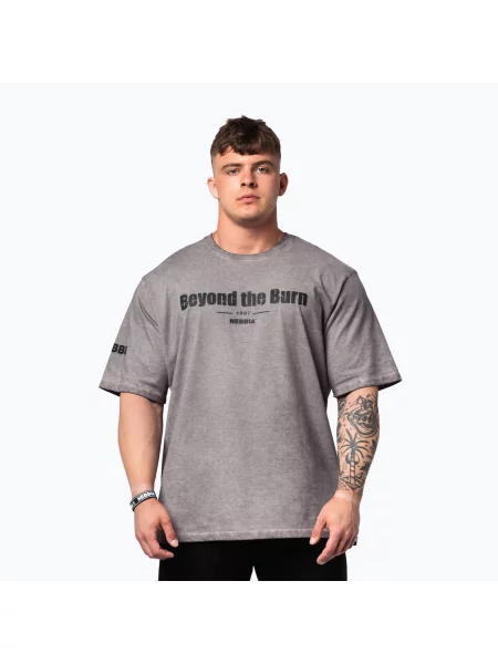 Koszulka treningowa NEBBIA Washed-Off Heavyweight Grind light grey szara