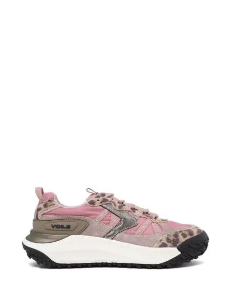 Sneakerși Voile Blanche cu imagine cu model leopard roz