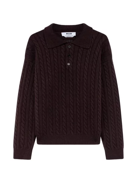Tricou polo Msgm tricotate maro