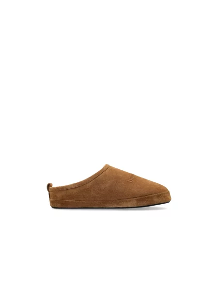 Lniane klapki Balenciaga brązowe