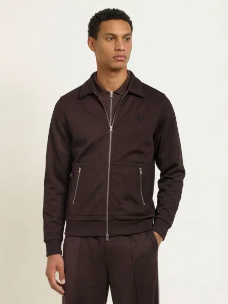 Fred Perry Bunda Na Trénink S Pruhy tmavě hnědá