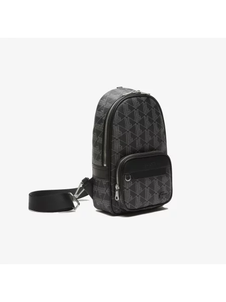 Lacoste Torba Przez Ramię The Blend Z Nadrukiem Monogram zielony