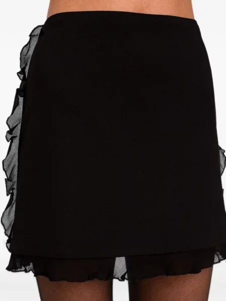 Fusta mini Twinset cu volane din crep negru