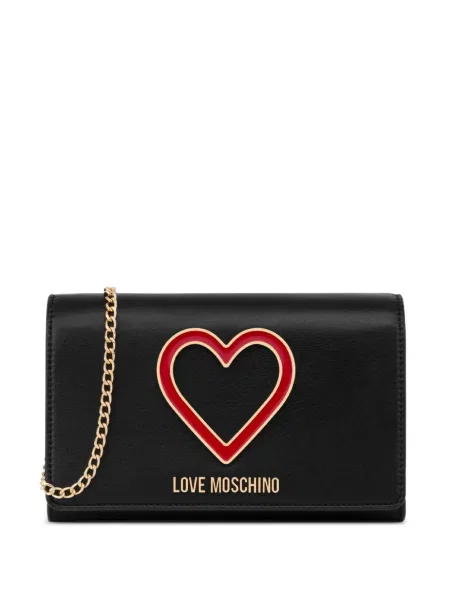 Geantă Love Moschino cu motiv cu inimi negru