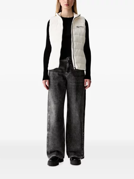 Ватиран дънков елек Karl Lagerfeld Jeans с принт бяло