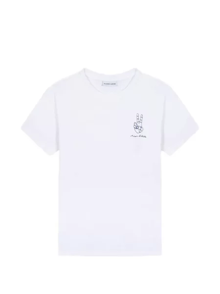Tricou Maison Labiche cu broderie alb